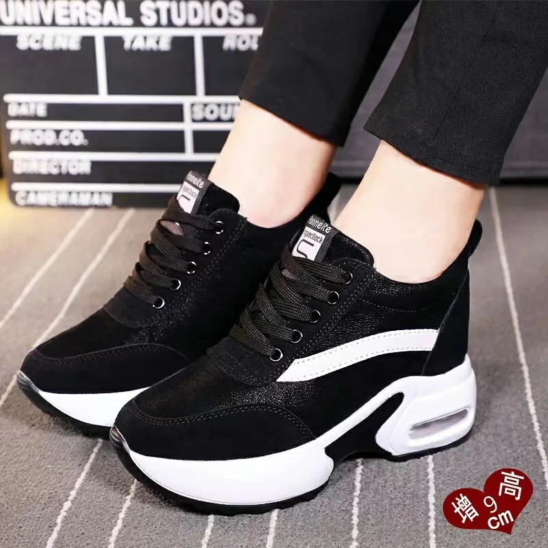 Large Women's Shoes 2023 Autumn and Winter New High Rise Shoes Thick Sole Casual Trend Matsuke Shoes