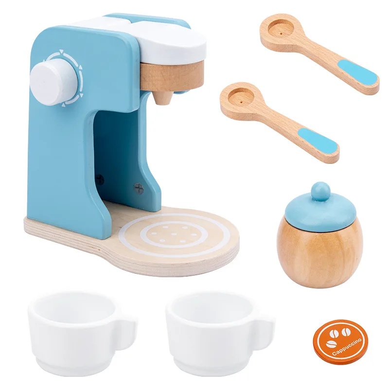 Juego de cocina de madera: cafetera, tostadora y batidora, juguete de habilidades de vida Montessori para el desarrollo de la creatividad de los niños pequeños