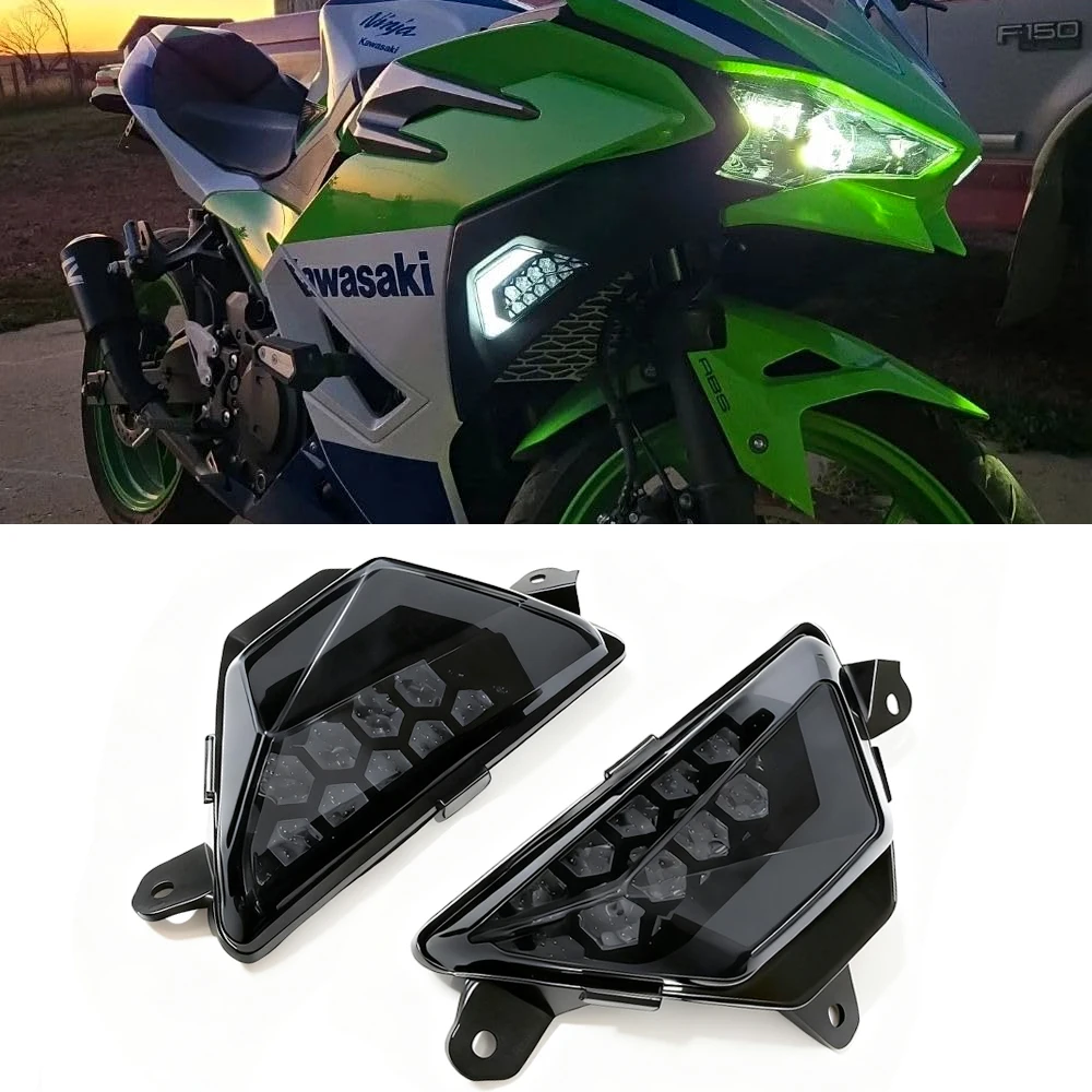Intermitentes delanteros LED, luz de circulación diurna para KAWASAKI Ninja 250 300 EX300 Ninja 400 650 EX650 ZX-6R