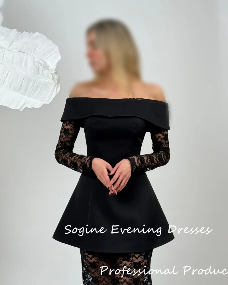 فستان رسمي مكشوف الكتفين من الدانتيل والكريب للحفلات الراقصة من Serene Hill فساتين صدرية 3/4 كم رداء حفلات الكوكتيل