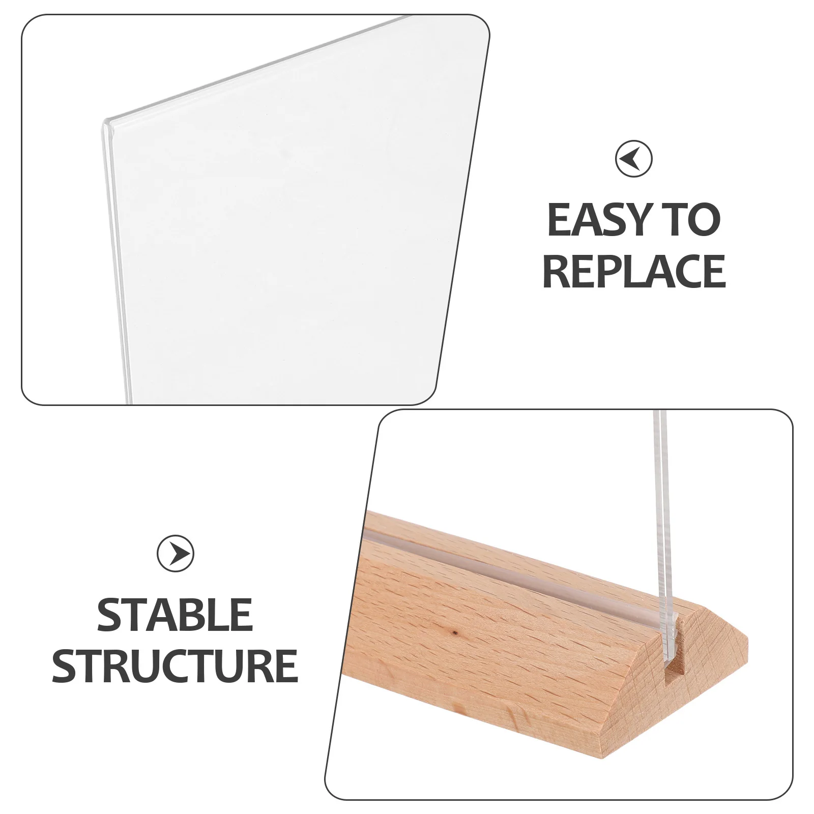 3 قطعة إطار صور شفاف عرض 12.18x8.25 بوصة قائمة قائمة قائمة قائمة فريد على شكل تصميم مكتب حامل تسجيل للمكتب