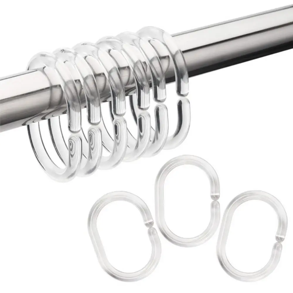 24Pcs Plastic C Shaped Shower Hooks Removable Reusable Shower Curtain Hooks Clear Shower Curtain Rings Household Replacement