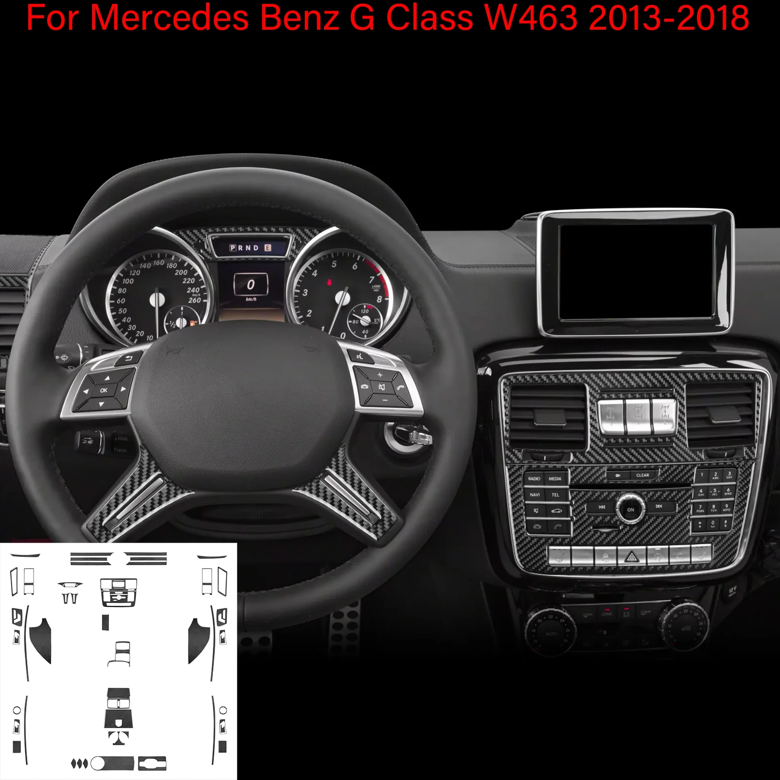 Headlight Door Handle Dashboard For Mercedes Benz G Class W463 2013-2018 Accessories Interior Carbon Fiber Cover Tuning Stickers 2