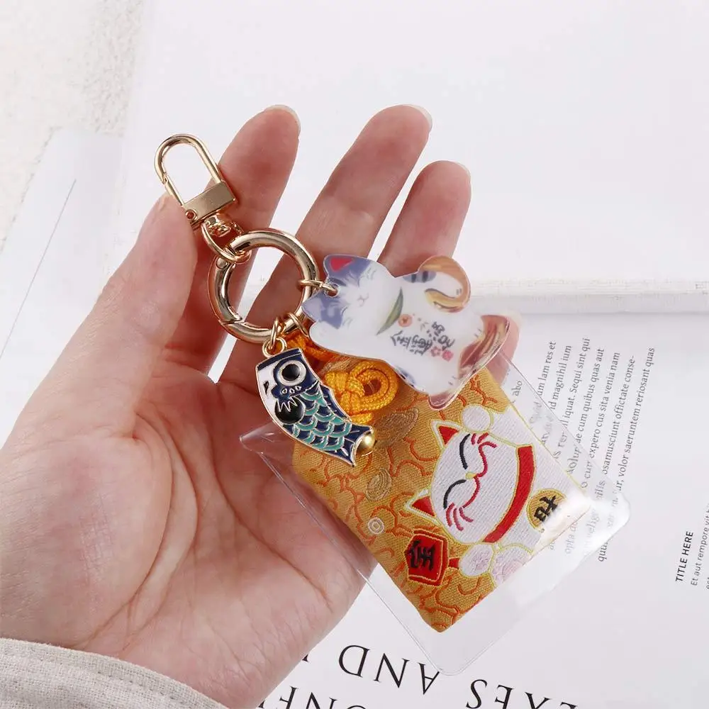 Good Luck Bag Charm Omamori Night Owl Key Holder Key Rings Maneki Neko Key Chain Fortune Lucky Cat Keychain Keyring Ornaments