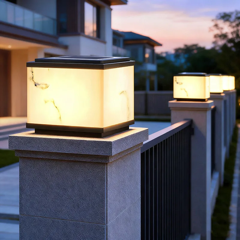 Solar stigma lamp Outdoor garden lamp Imitation marble