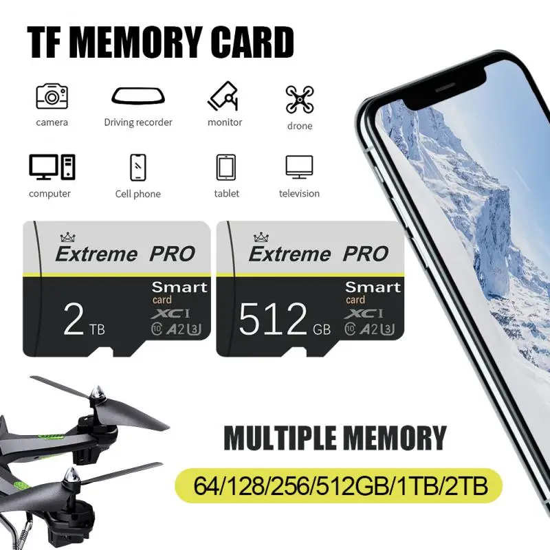 Original Micro TF SD Card 512GB 256GB 128GB 64GB A2 C10 U3 TF Card Usb Flash 64GB Memory Card 100mb/s Micro Card For SD Adapter