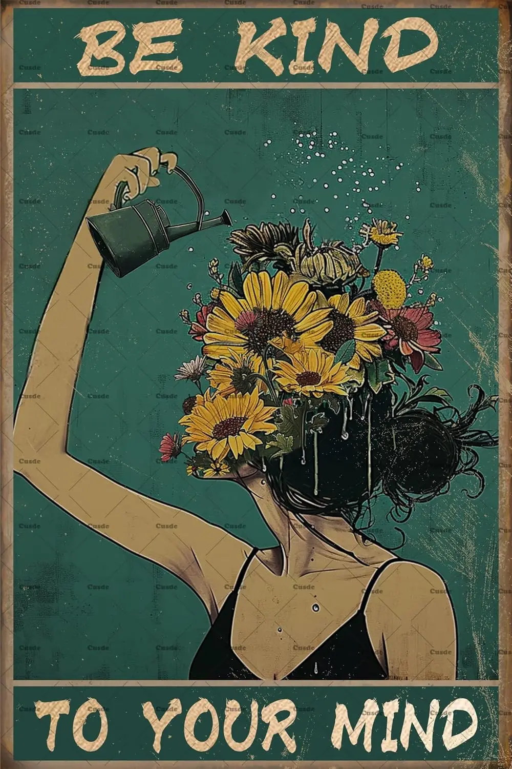 Cusde – plaque en métal vintage, affiche amusante pour jardin, « Be Kind To Your Mind », cadeau pour les amateurs de plantes, pour la maison et le bureau