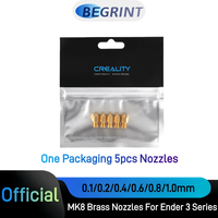 Creality 3D Printer Original 5Pcs MK8 Brass Nozzles Kit 0.1/0.2/0.4/0.6/0.8/1.0mm for Ender 3 Series 3D printing Accessories