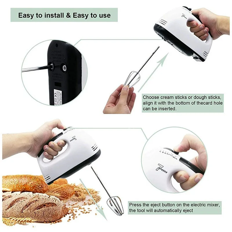 100W 7-Speeds Electric Mixer Egg Beater handheld Food Mixers Eggs Stiring blender Kitchen Cooking Tools For Baking Stirrer