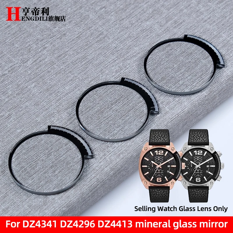 For Diesel Watch Fan shaped GLASS Mirror DZ4480 DZ4503 DZ4297 DZ4341 DZ4375 DZ4297 DZ4223 Transparency Glass Lens Mineral Glass