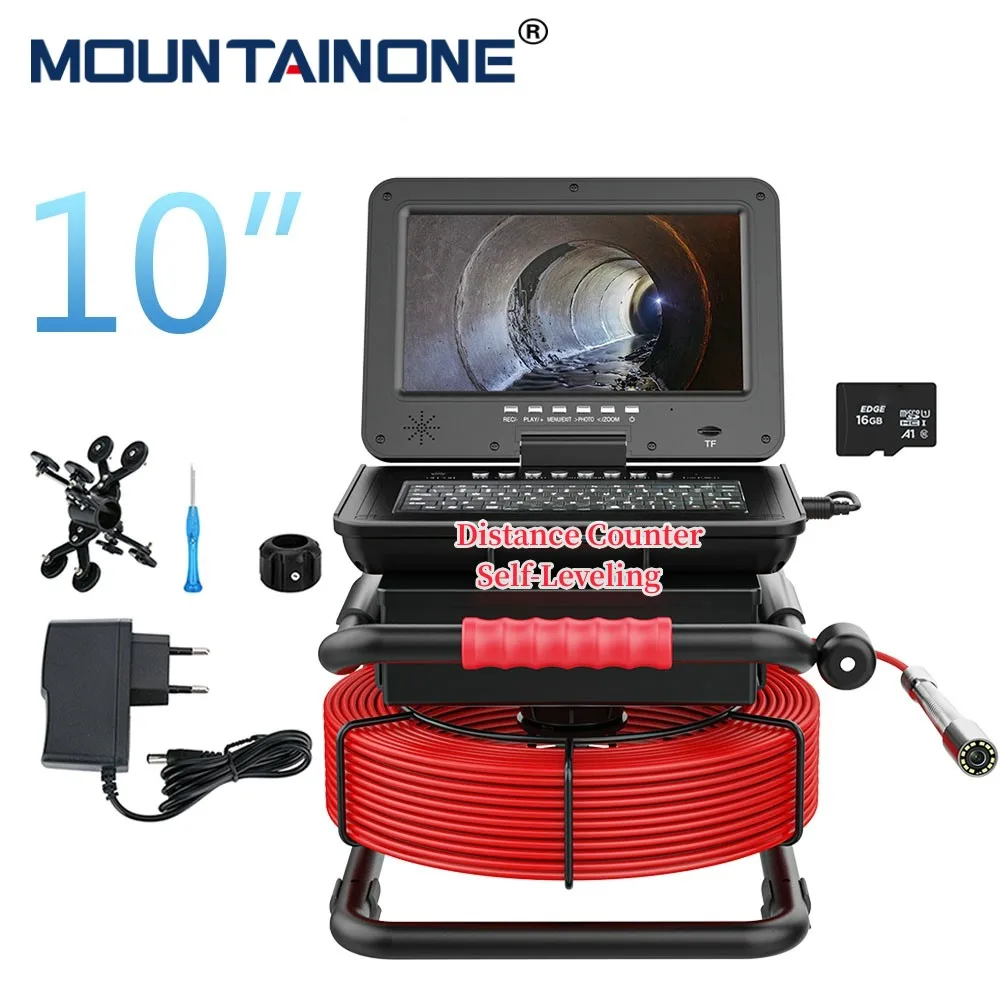 

10 Inch IPS 1080P Monitor Drain Sewer Endoscope Distance Counter 512HZ Signal Self-Leveling Pipeline Camera 10/20/30/40/50M