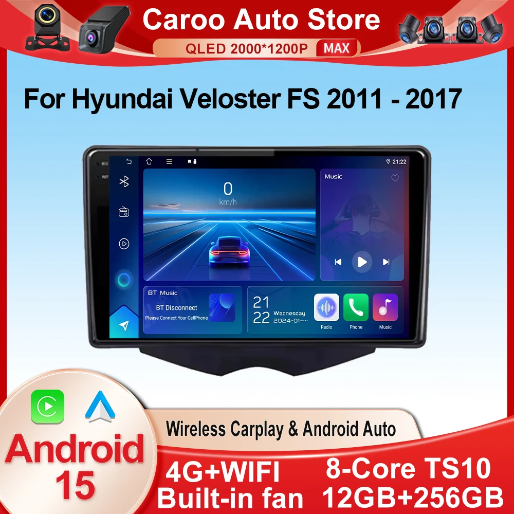 Car Stereo Radio Multimedia Video Player For Hyundai Veloster FS 2011 - 2017 GPS Wireless Carplay Android Auto Head Unit No 2Din
