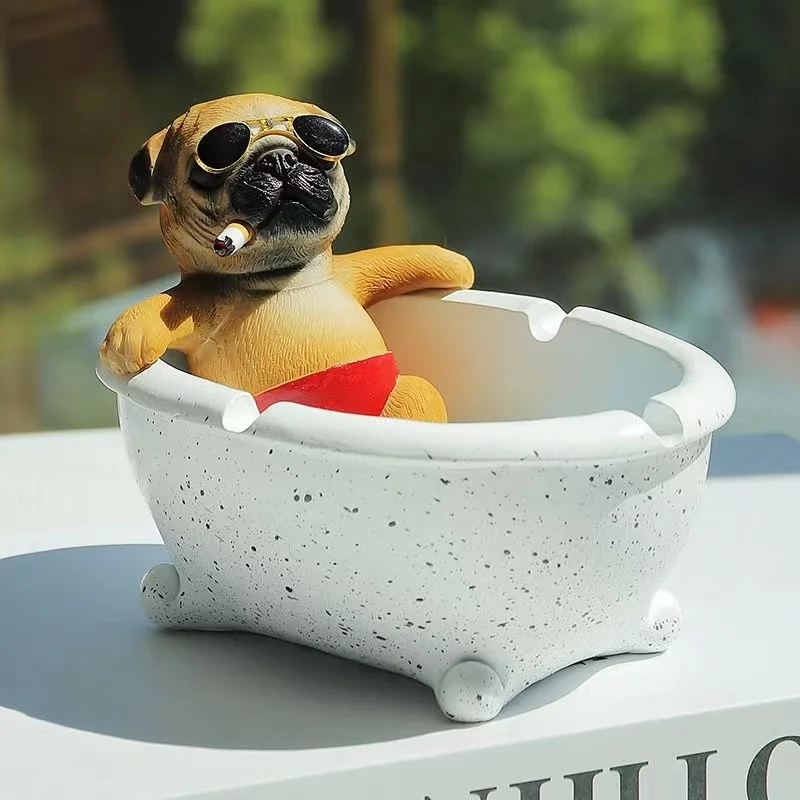 Yuba Social Dog Creative Ashtray Office Anti-fly Ash Smoke Cup Cartoon Household Living Room Decoration Ashtray Portable Ashtray