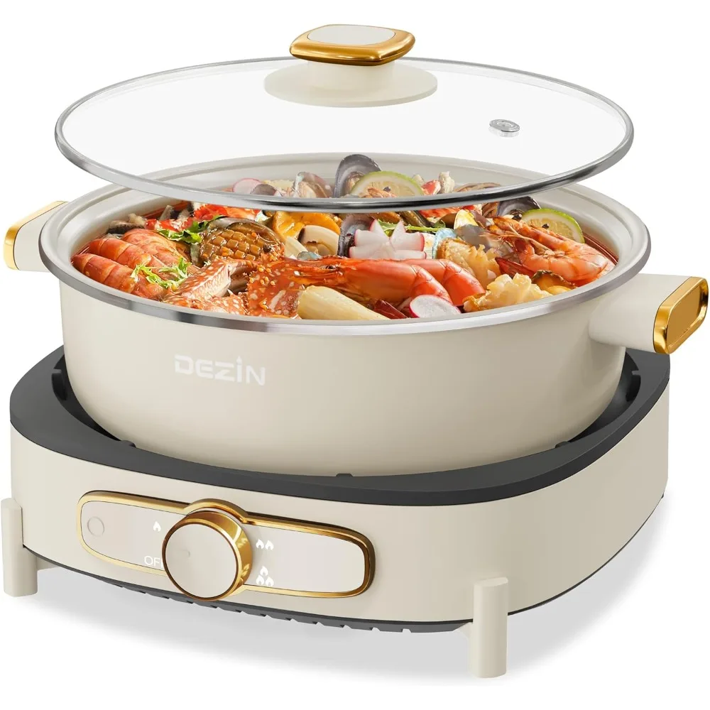 

2024 New Pot with Removable Pot, 5L Non-Stick Hot Pot Electric with Multi-Power Control, 3.7" Depth Electric Pot