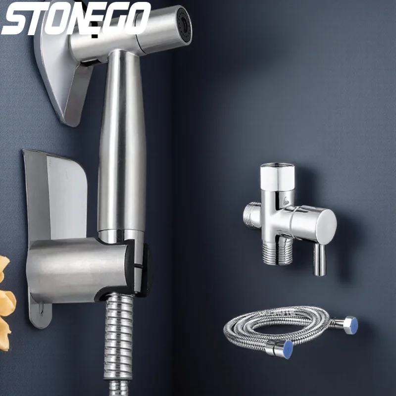 

1 Set 4 Bidet Sprayer Kit Bathroom Handheld Faucet Cloth Diaper Sprayer Stainless Steel Easy Install