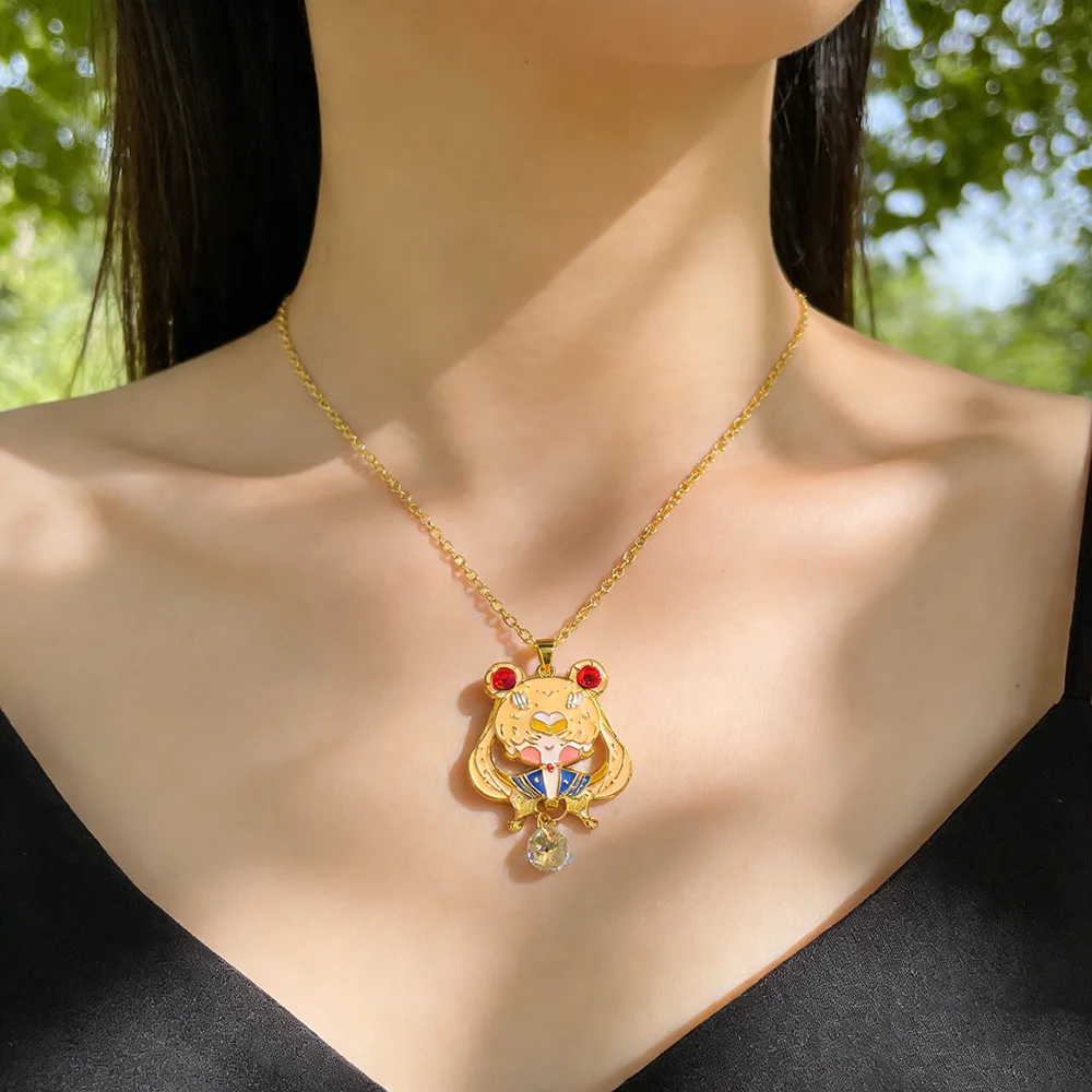 Anime Sailor Moon Tsukino Usagi Figure Pendant Necklace Girl Accessories Cute Cosplay Props Gifts - view 6