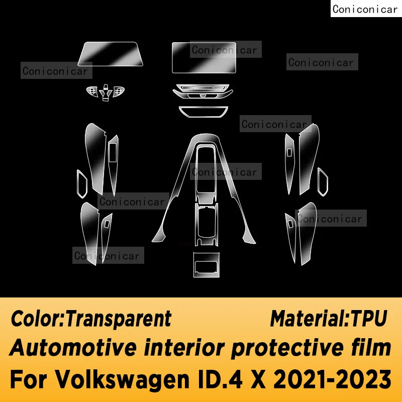 For Volkswagen ID.4 X 2021-2023 Gearbox Panel Navigation Automotive Interior Screen TPU Protective Film Anti-Scratch Accessories