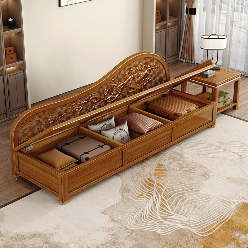New Chinese-style solid wood concubine chair, camphor wood with pumping concubine couch sofa, small apartment