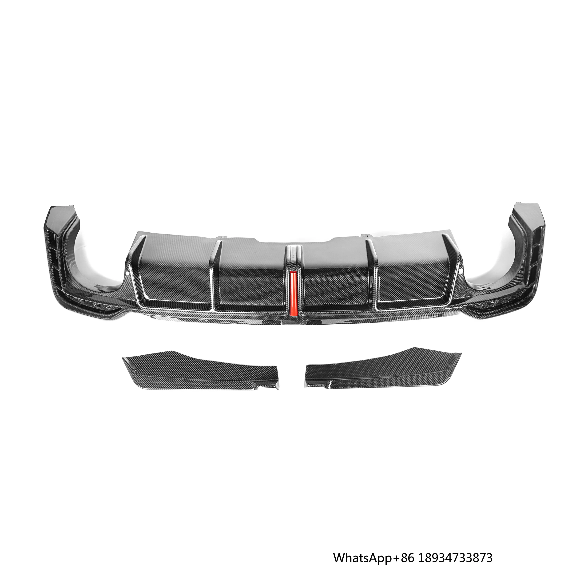 Real Carbon Fiber K Style Diffuser With LED Light Splitters Canards for audi RS5 Sedan 2021-2022