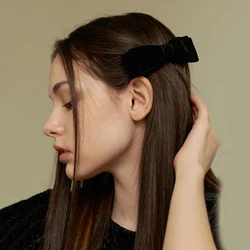 Lystrfac 1/2Pcs New Velvet Black Hairpin for Women Girls Vintage Head Bow Hair Clips Headdress Female Hair Accessories