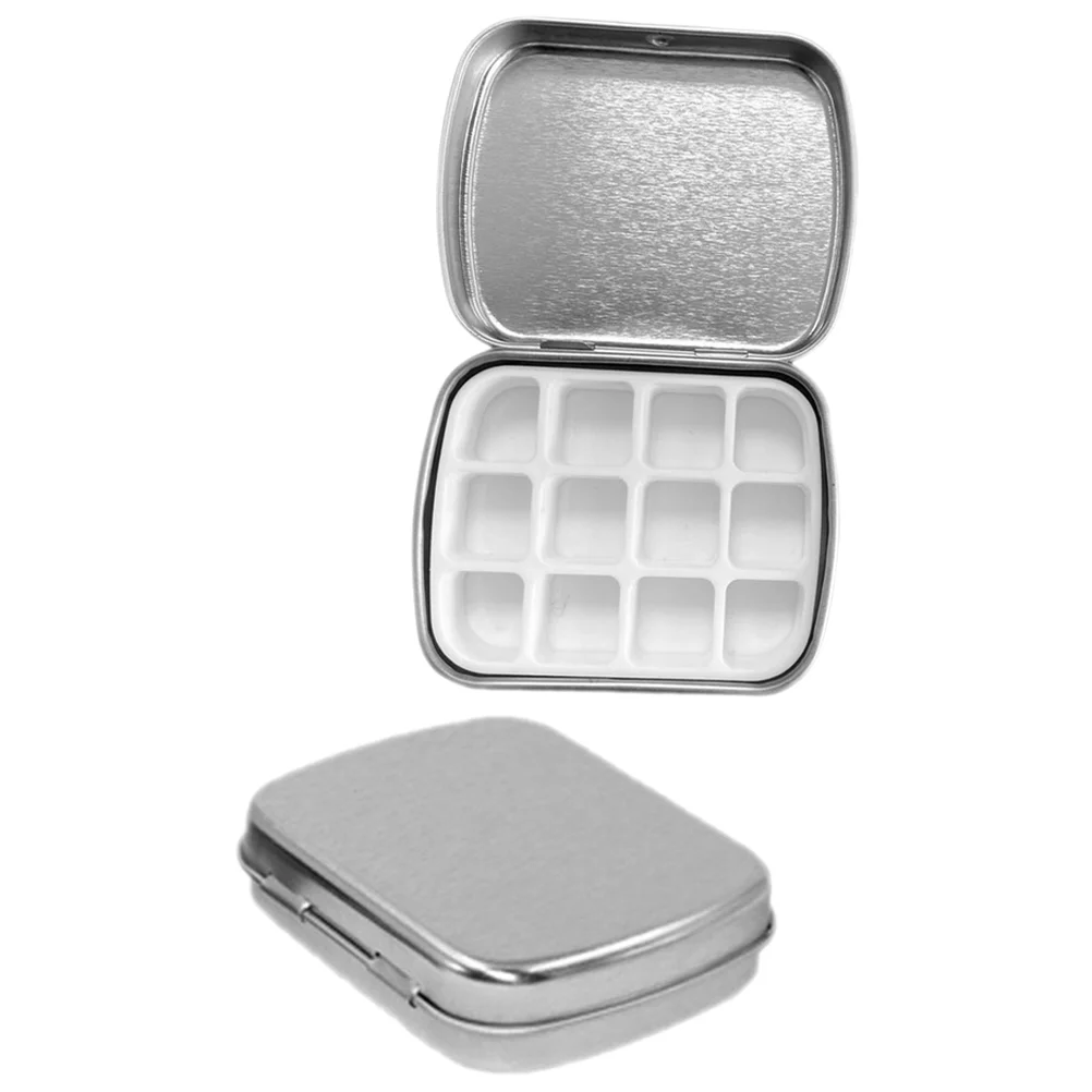 Estante para esmalte de uñas, Mini caja de embalaje, almacenamiento de pegamento, 2 piezas (plateado (hierro + Compartimento), contenedor de paleta de Gel, 2 juegos