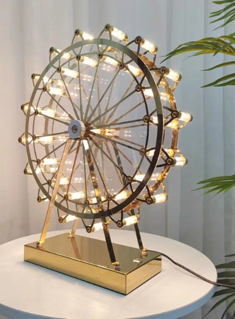 Ferris Wheel Rotating Table Lamp Romantic Night Light for Bedroom Live Stream Decor