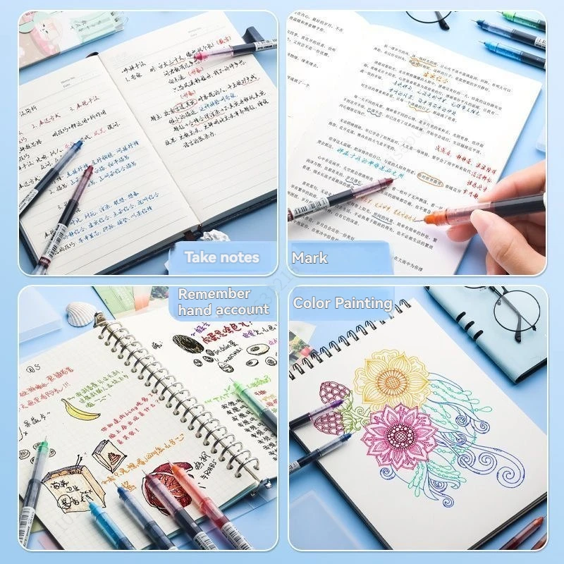 3-50 Pcs Large Capacity Quick Drying Needle Tip Colored Gel Pen 0.5mm Fine Pointed Ballpoint Pens DIY Diary Drawing Colors Pen