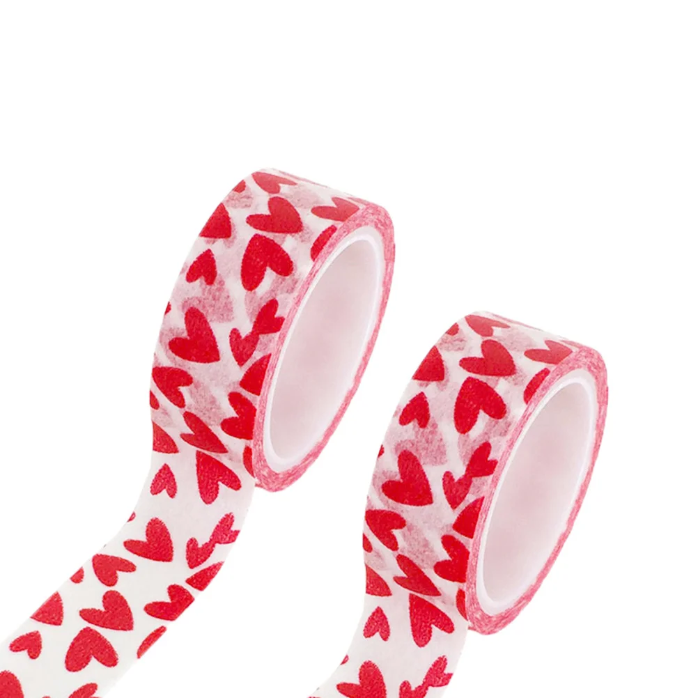 6pcs Heart Pattern Decorative Tape Scrapbooking Diy Craft Gift Wrapping Adhesive For Kids Students Party Diary Sticker Paper