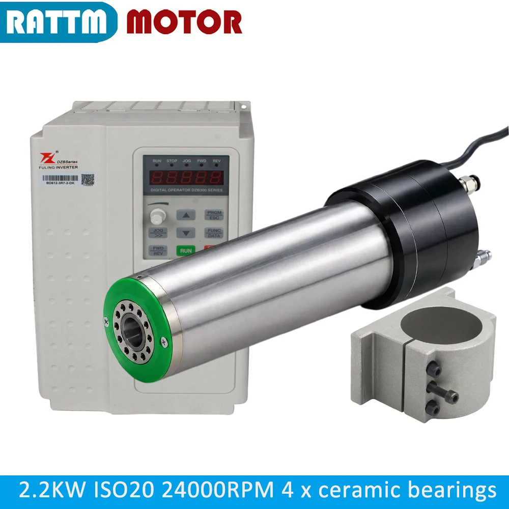 CNC 2.2KW ISO20 Water cooled Cooling ATC spindle Motor 4pcs ceramic bearings Automatic Tool Changer 800Hz 24000rpm