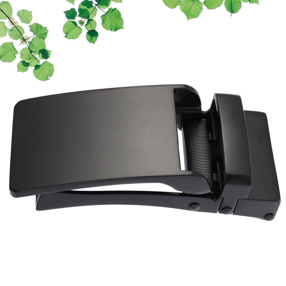 مشبك حزام للرجال، مشبك بسقاطة من خليط معدني أوتوماتيكي للعمل الرسمي، لوحة رجالي سوداء قابلة للتعديل