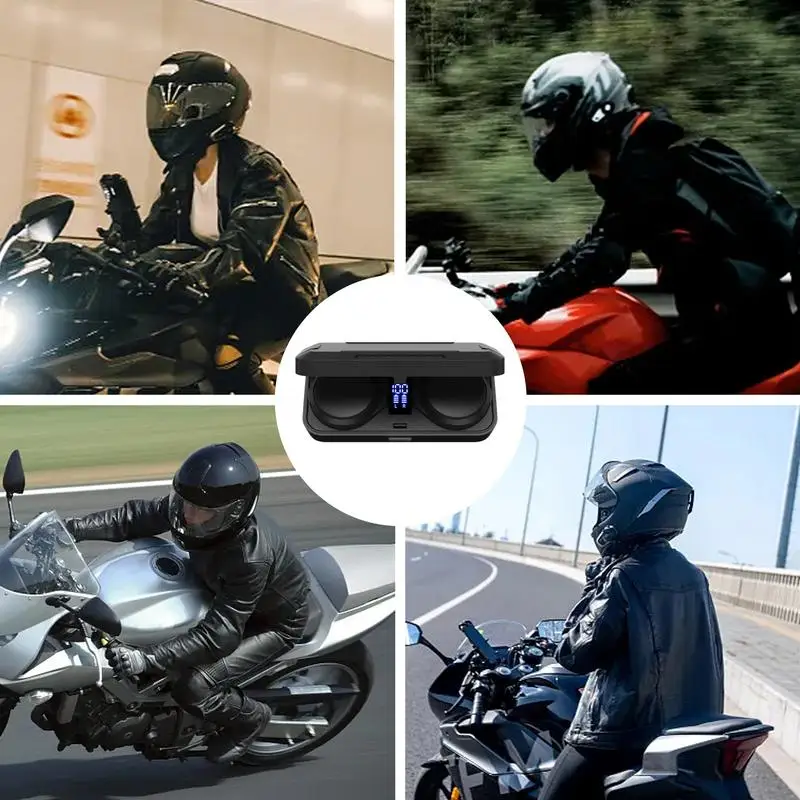 Motocicleta Headsets com estojo de carregamento, cancelamento de ruído, fone sem fio, portátil, chapéu duro, equitação, viagem