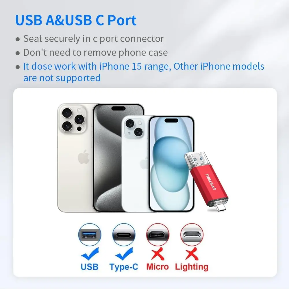 1TB USB C Flash Drive with USB A and USB C for MacBook, Android Phones, PC, Laptop - High-Speed Portable Storage for Pictures,