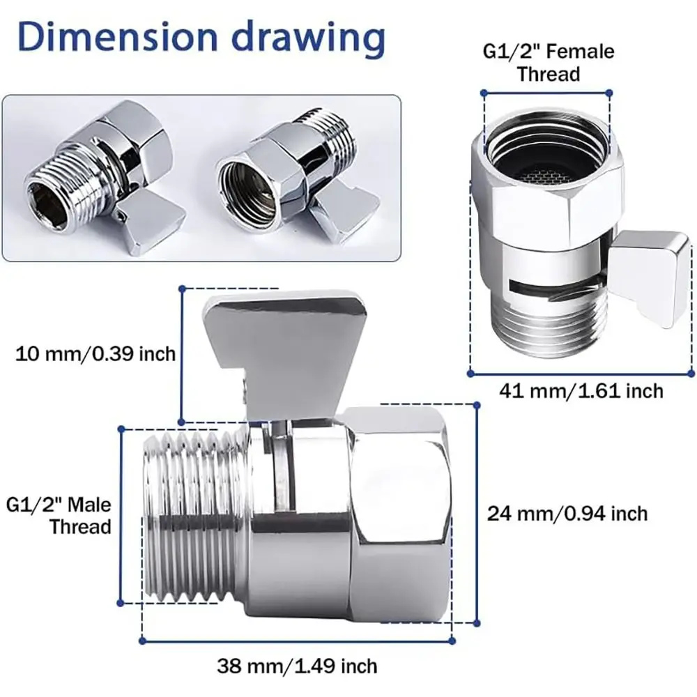 صمام التحكم في تدفق الدش النحاسي أنثى ذكر صمام دش سريع الفتح صمام إيقاف G1/2 صمامات التحكم في تدفق المياه