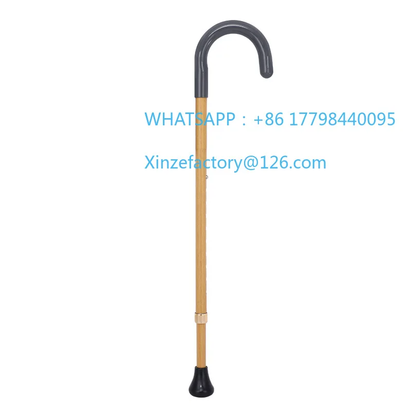 

Aluminum alloy imitation wood bend handle for the elderly special anti-skid crutches light walking stick retractable