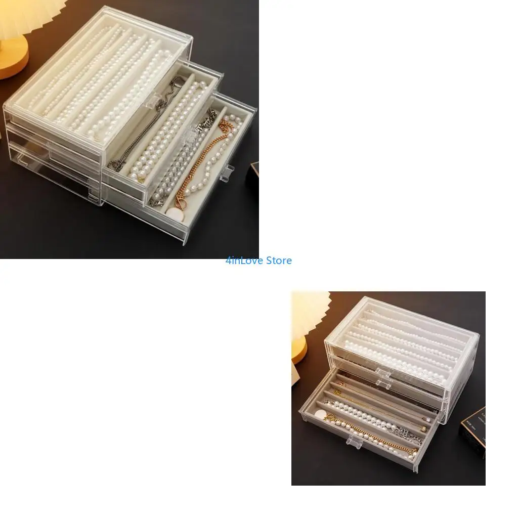 

T4MD Acrylic Jewelry 3 Layer Drawer Box for Necklace Bracelet Beads Storage