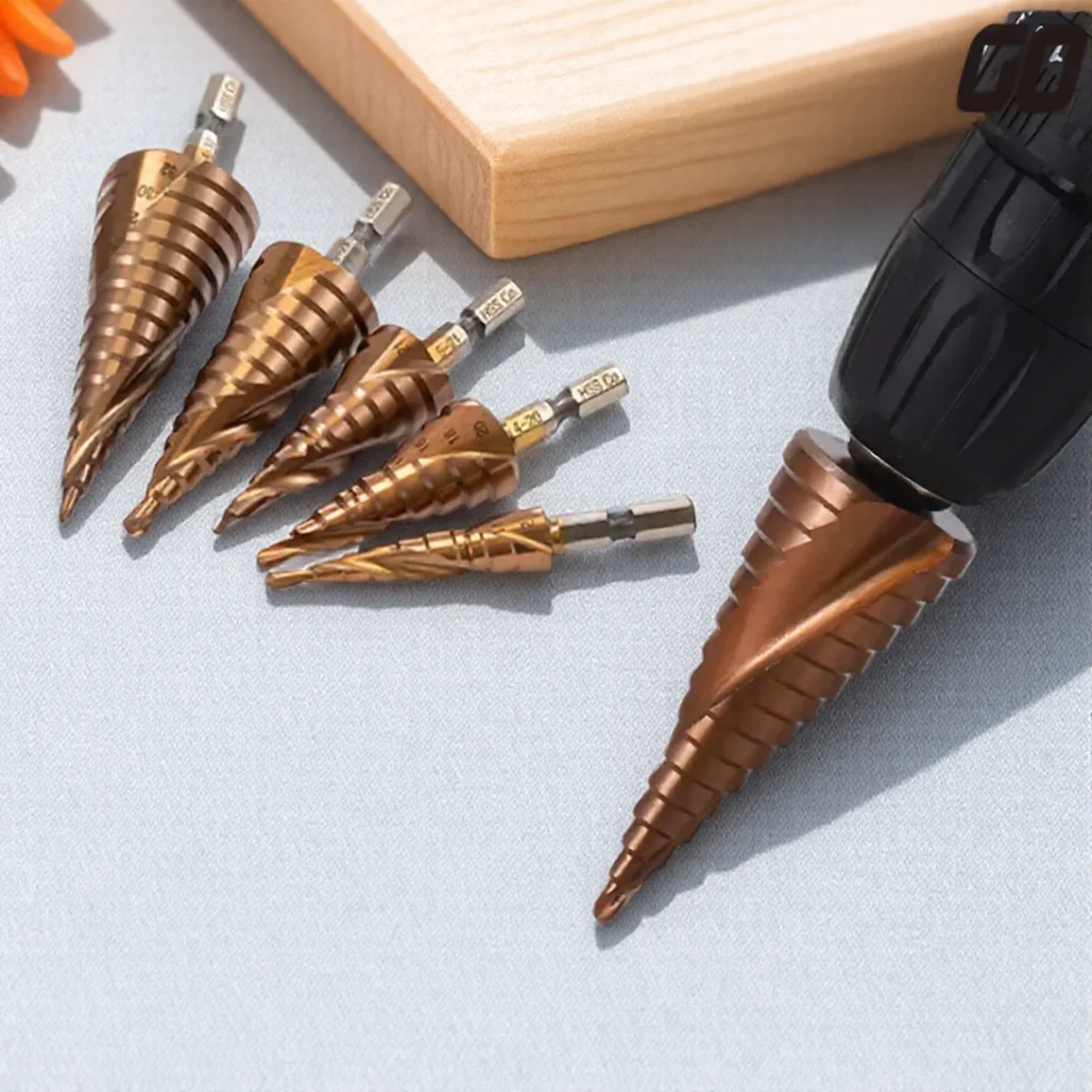 

STONEGO HSS M35 Cobalt Step Drill HSS CO High Speed Steel Taper Hexagon Shank 4-12mm/4-20mm/5-21mm/5-27mm/4-32mm