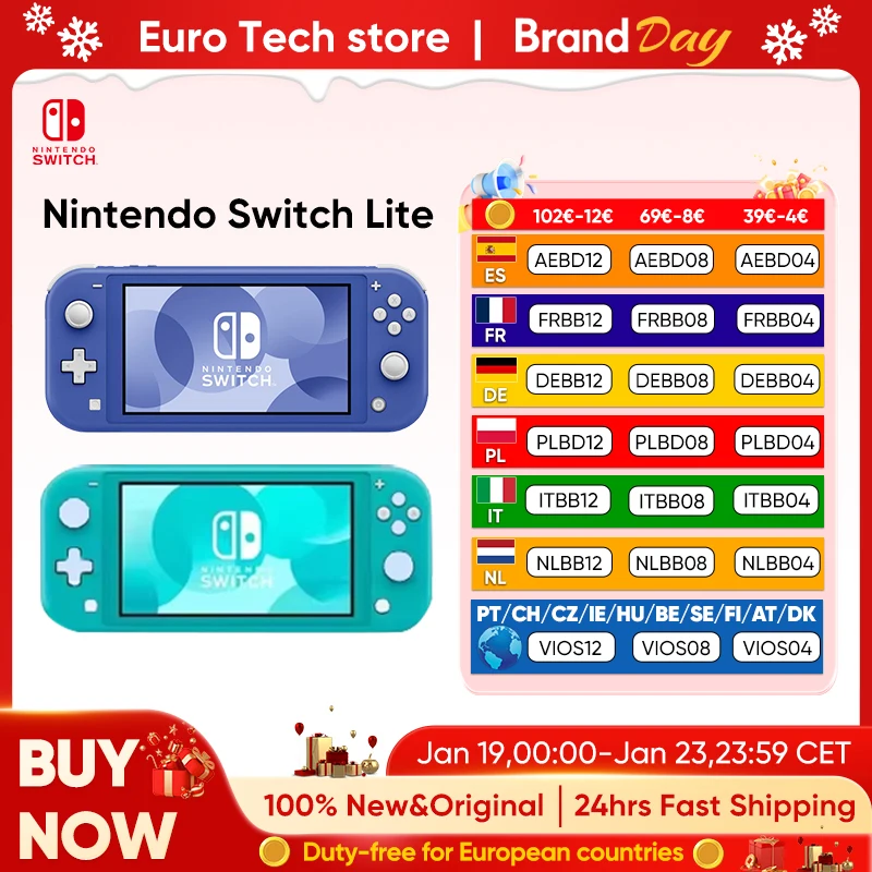 Nouvelle console de jeu portable Nintendo Switch Lite, légère et portable, contrôleur Joy Con intégré, option multicolore