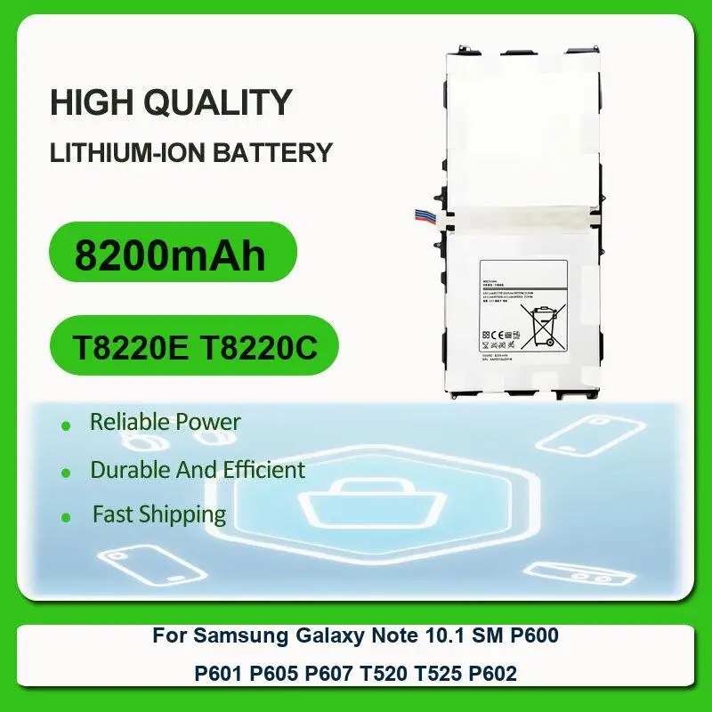 

Replacement Tablet Battery For Samsung Galaxy Note 10.1 SM P600 P601 P605 P607 T520 T525 P602 T8220E T8220C 8200mAh
