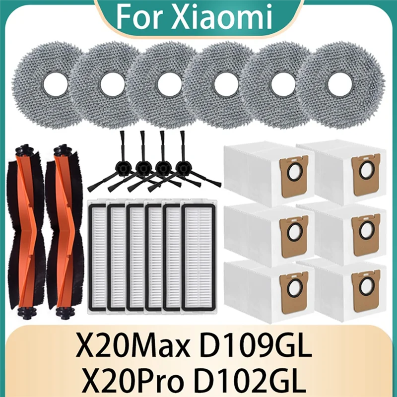 M02K-For Xiaomi Mijia X20 Max D109GL روبوت فراغ الملحقات X20pro D102GL أجزاء الأسطوانة فرشاة تصفية ممسحة منصات أكياس الغبار