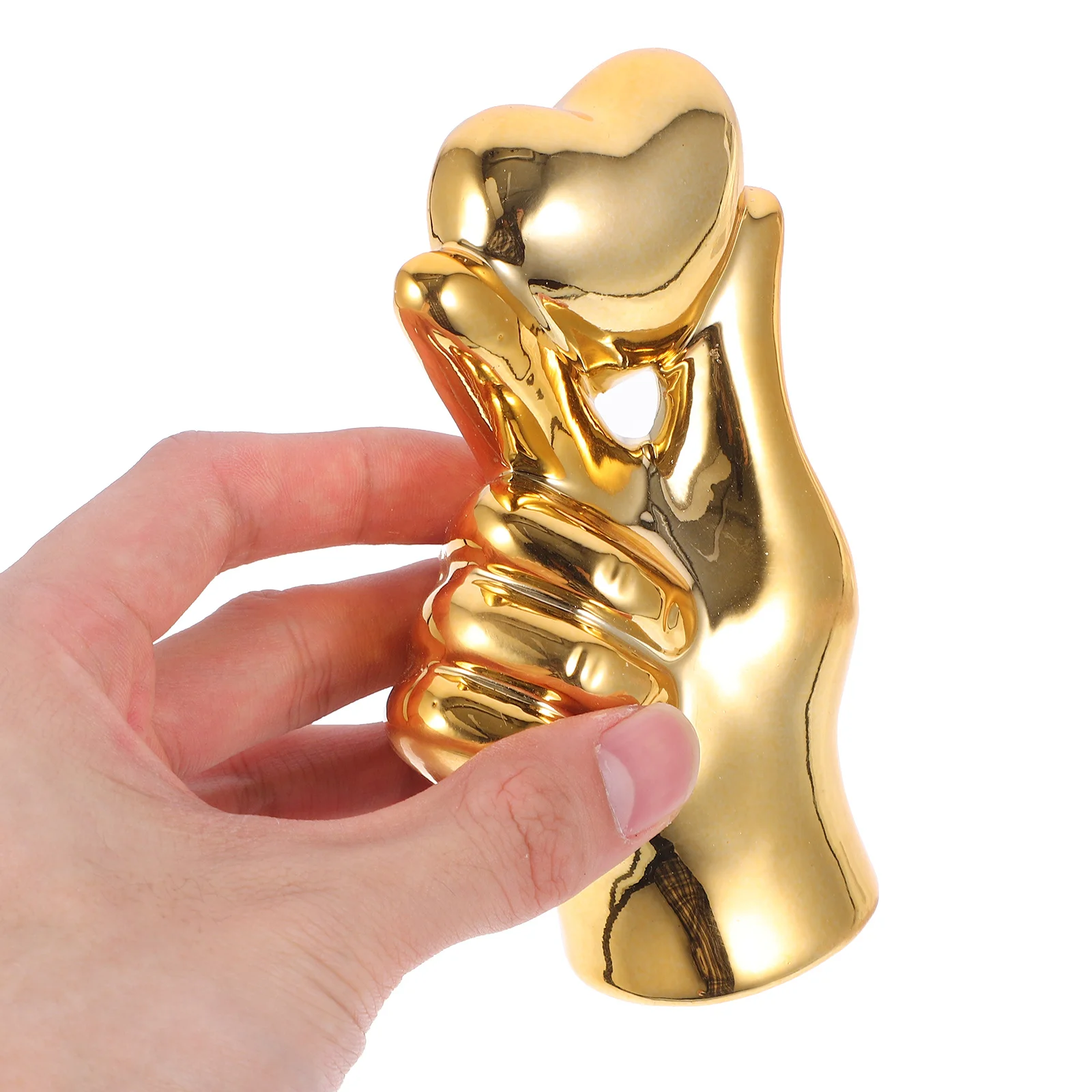 

Ceramic Hand Gesture Statue Heart Gesture Artistic Ornament Desktop Decoration Home Craft Tabletop Decor Hand Statue