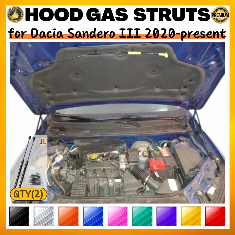 

Qty(2) Hood Struts for Dacia Sandero III 2020-present Front Bonnet Modify Gas Springs Shock Absorbers Lift Supports Dampers