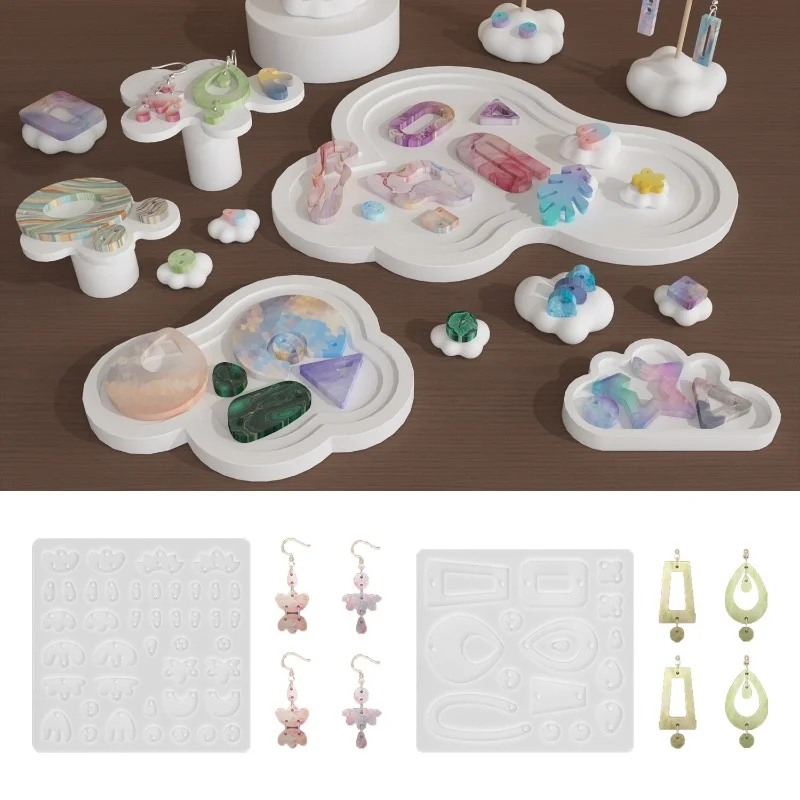 Moule en résine de silicone pour boucles d'oreilles pendantes irrégulières, miroir bricolage, collection multiple