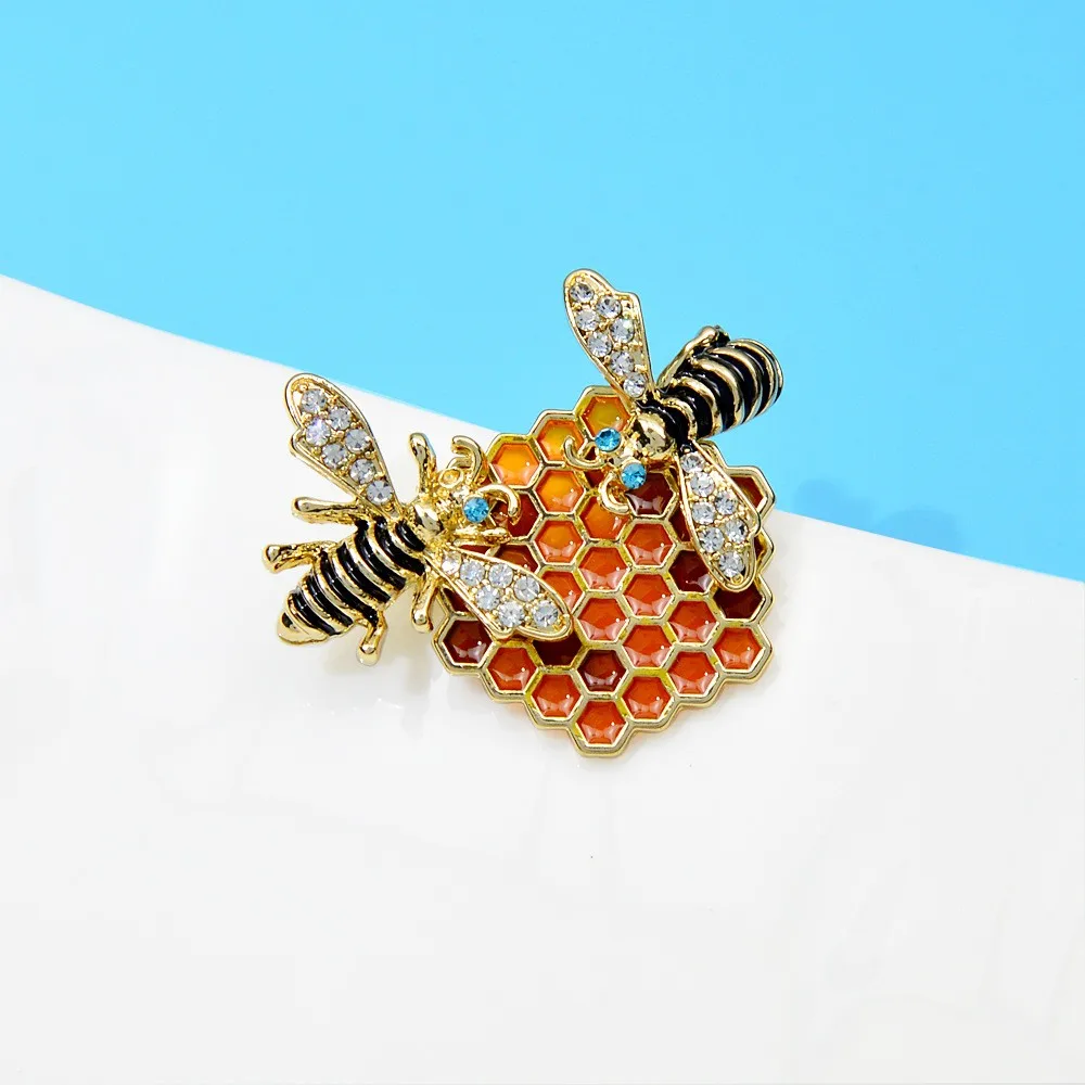 CINDY XIANG Enamel Transparent Honey Bee Brooch Insect Fashion Pin