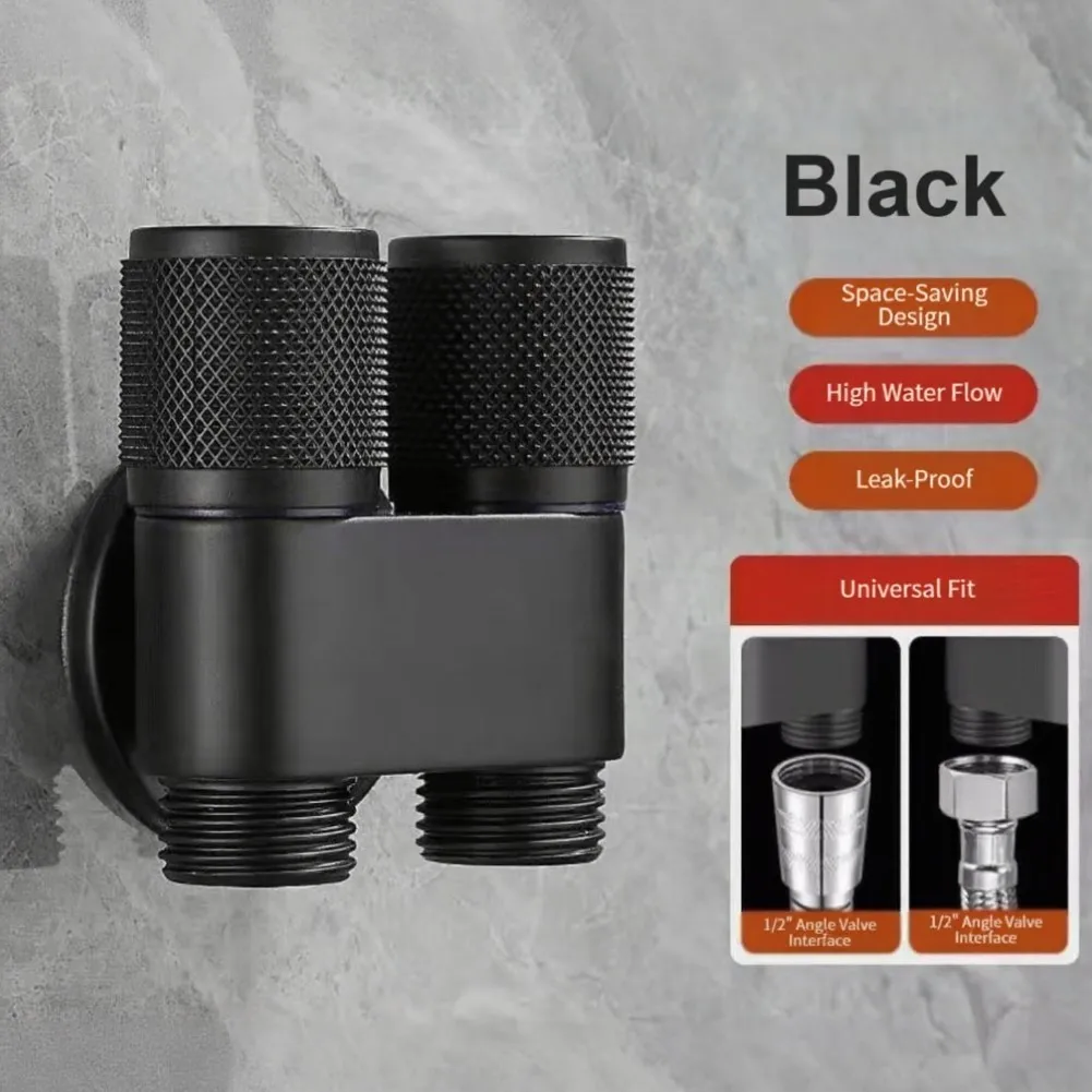 Automatic Shut-Off Dual Outlet Splitter Brass Construction Hose Detachment Safety Independent Switch Control For Toilets