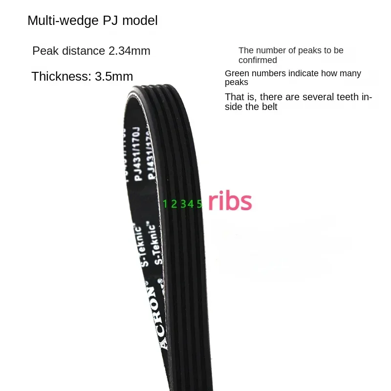 Correia com nervuras PJ para JTreadmill, correia transportadora, 95J, 110J, 115J, 120J, 125J, 130J, 135J, 140J, 145J, 148J, 150J, 152J, 157