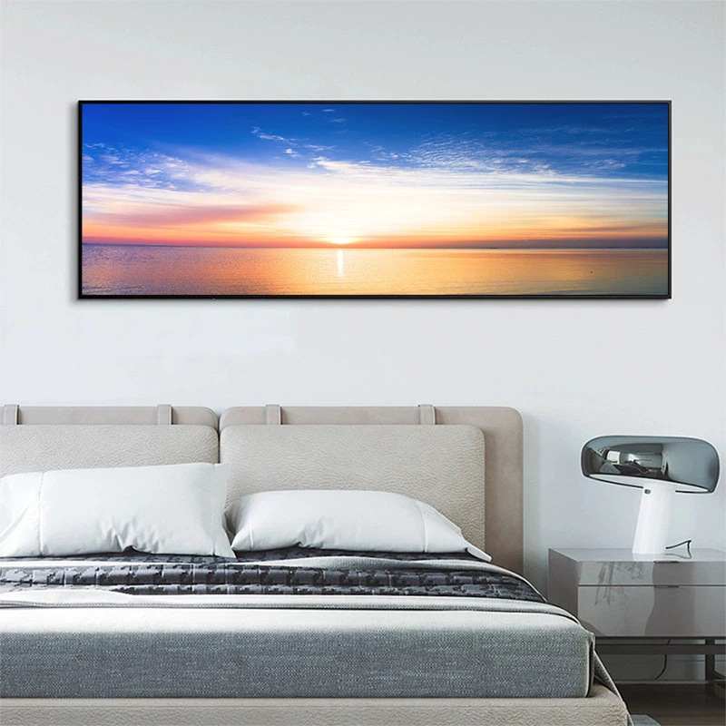 해변 일몰 벽 아트 포스터 대형 풍경 캔버스 회화 인쇄 북유럽 숲 나무 벽 장식 그림 홈 장식