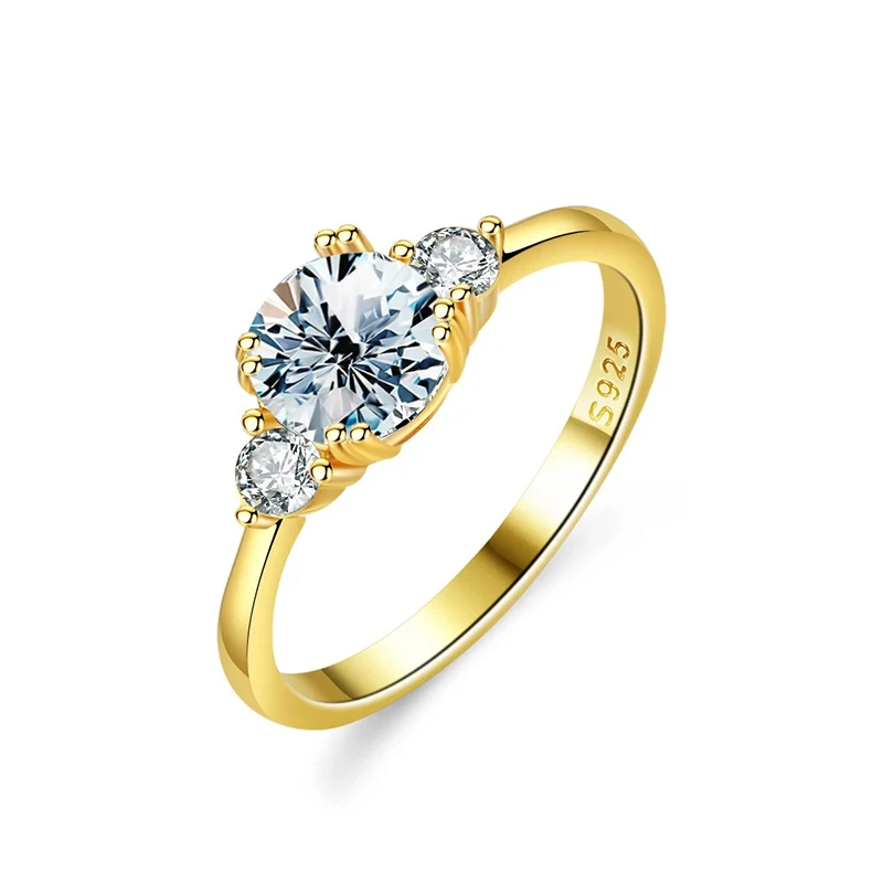 DWJ 1.2CT مويسانيتي خواتم للنساء ريال 925 فضة 18K الذهب مزدوجة مستديرة سوليتير الماس خاتم على شكل هالة مجوهرات الزفاف #4