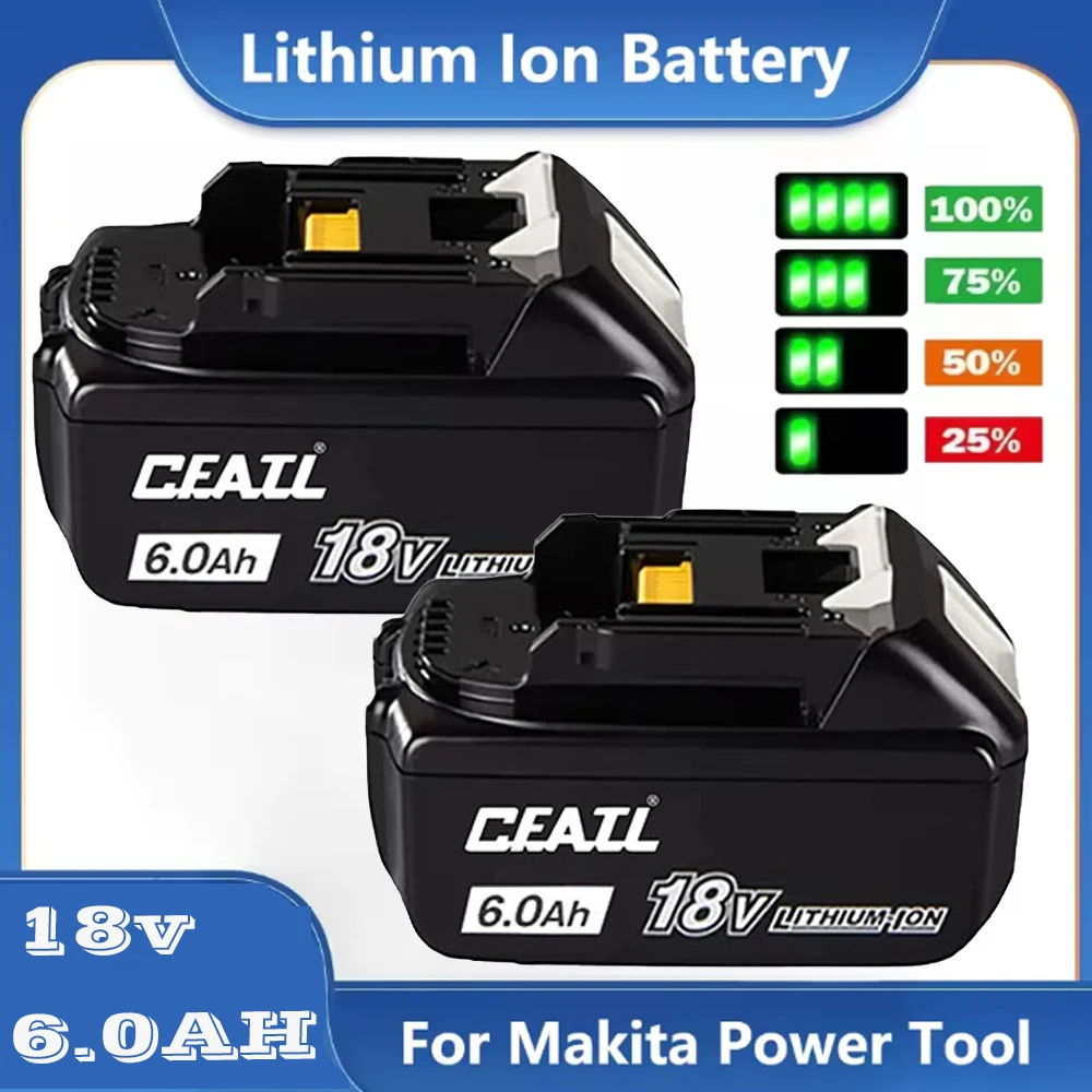 

100% Original 18V For Makita 5.0/6.0Ah Rechargeable Power Tool Battery With LED Lithium-ion Battery BL1860B BL1830 BL1