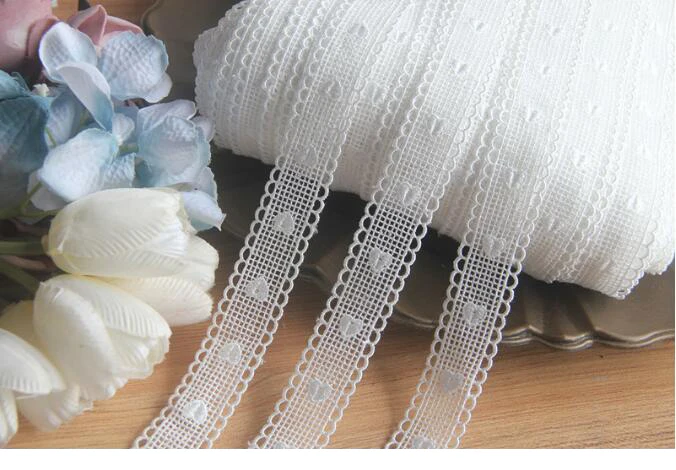 Width:2.5cm (1 inch) Fashion Heart Design Lace Fabrics for DIY Garment accessories Curtain Lace (ss-988)