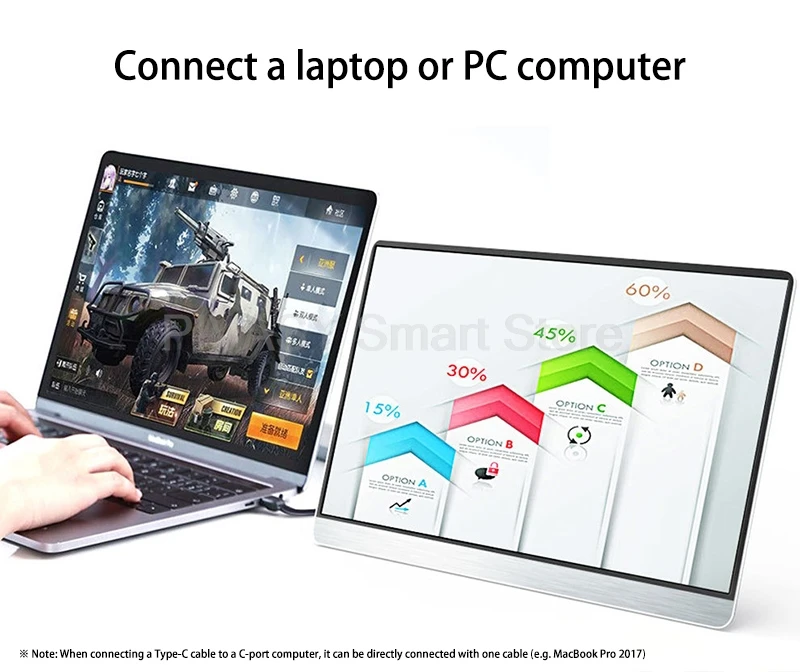 شاشة محمولة مقاس 15.6 بوصة، شاشة تكبير، توصيل سلك IPS للهواتف وأجهزة الكمبيوتر وألعاب PS، توافق واسع عالي الدقة